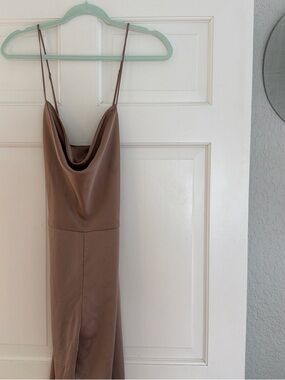 Abercrombie & Fitch Satin Cowl Neck Jumpsuit – Brown – Size Large